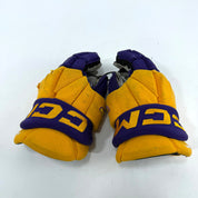 Used Yellow and Purple CCM Jetspeed Gloves | 14" | E551 - Top Flight Hockey