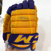Used Yellow and Purple CCM 4 Roll Pro Gloves | 13" | E519