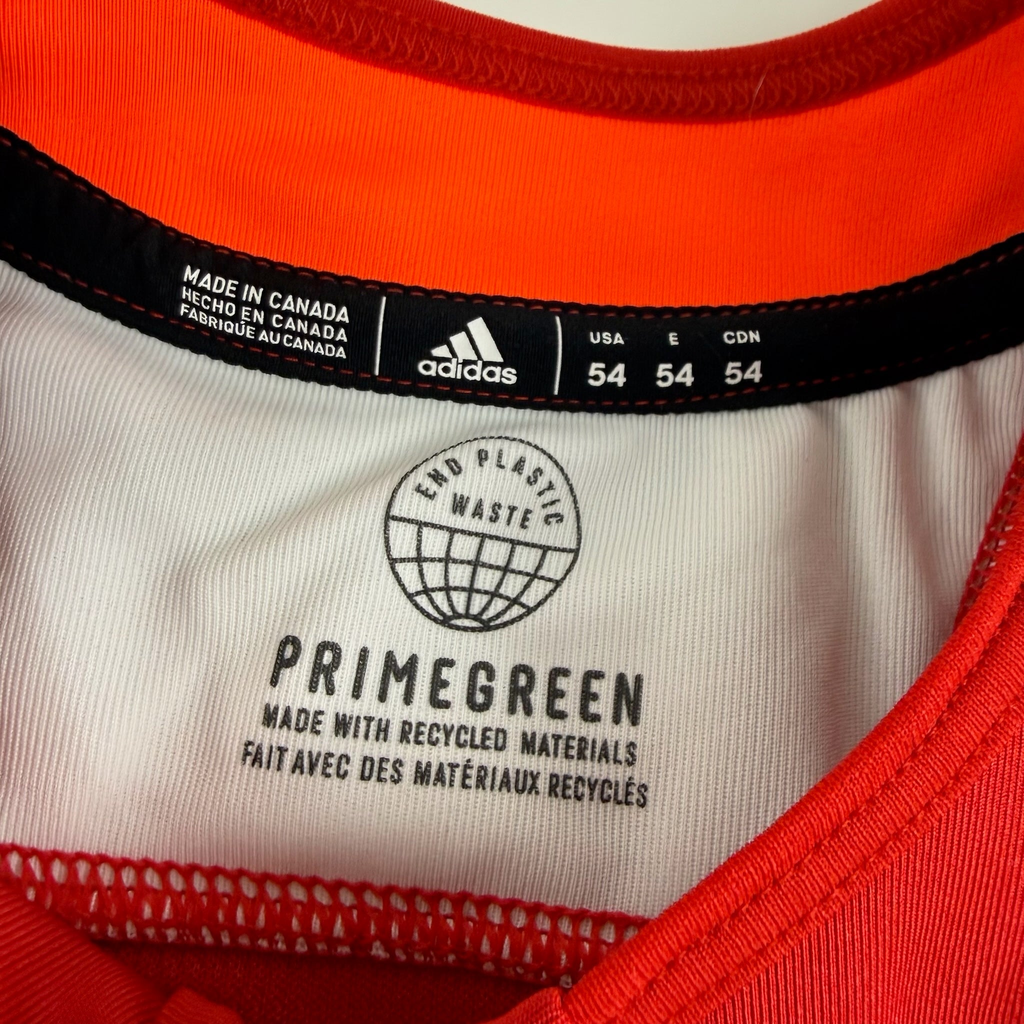 Brand New MIC Red Adidas PRIMEGREEN Practice Jersey - Size 54 - Top Flight Hockey