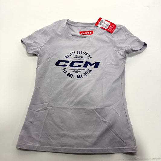 New CCM Womens Grey Spring SS Tee | Womens S | #191520722937 - Top Flight Hockey