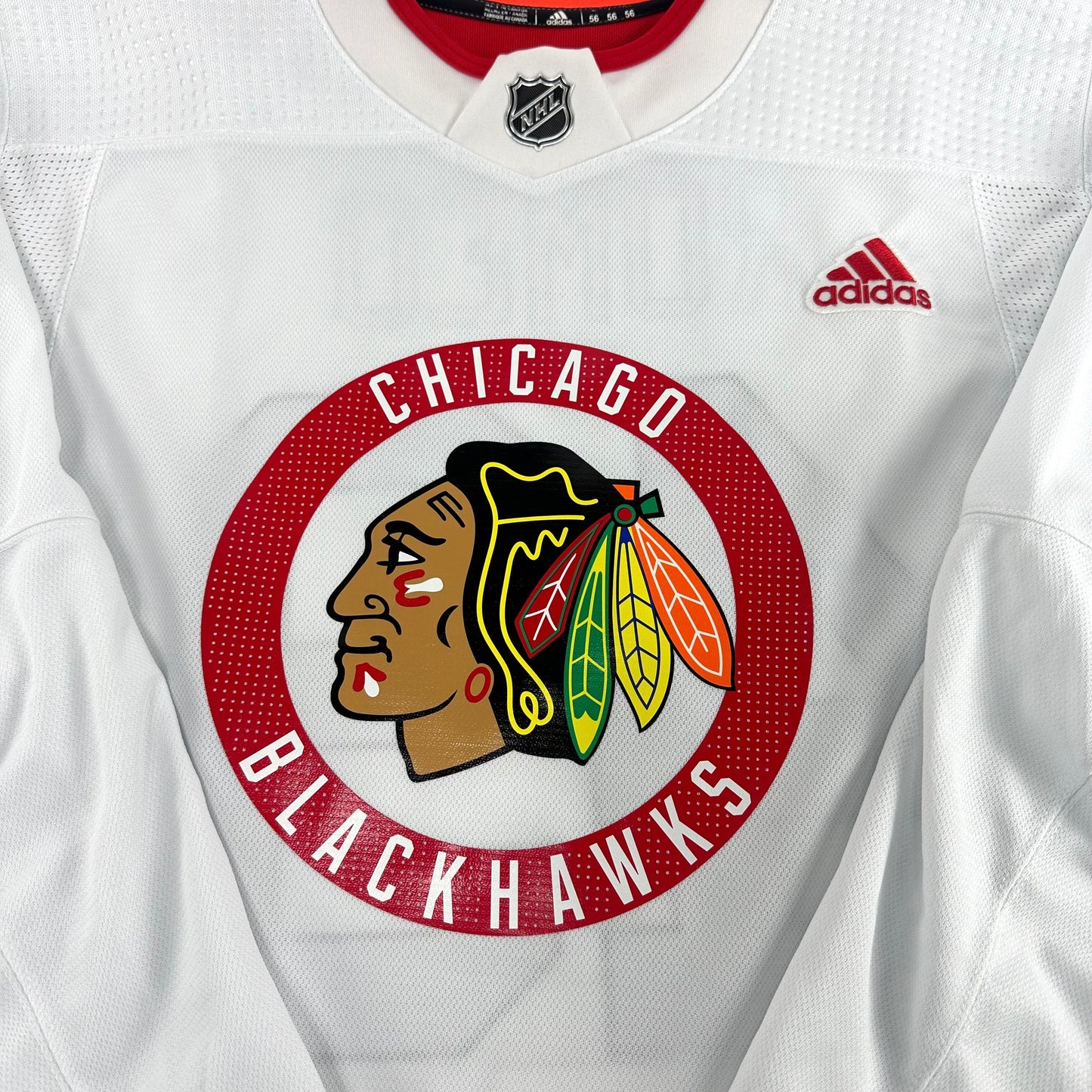 ROMEO #49 - White Chicago Blackhawks Camp / Practice Jersey - Adidas MIC Size 56