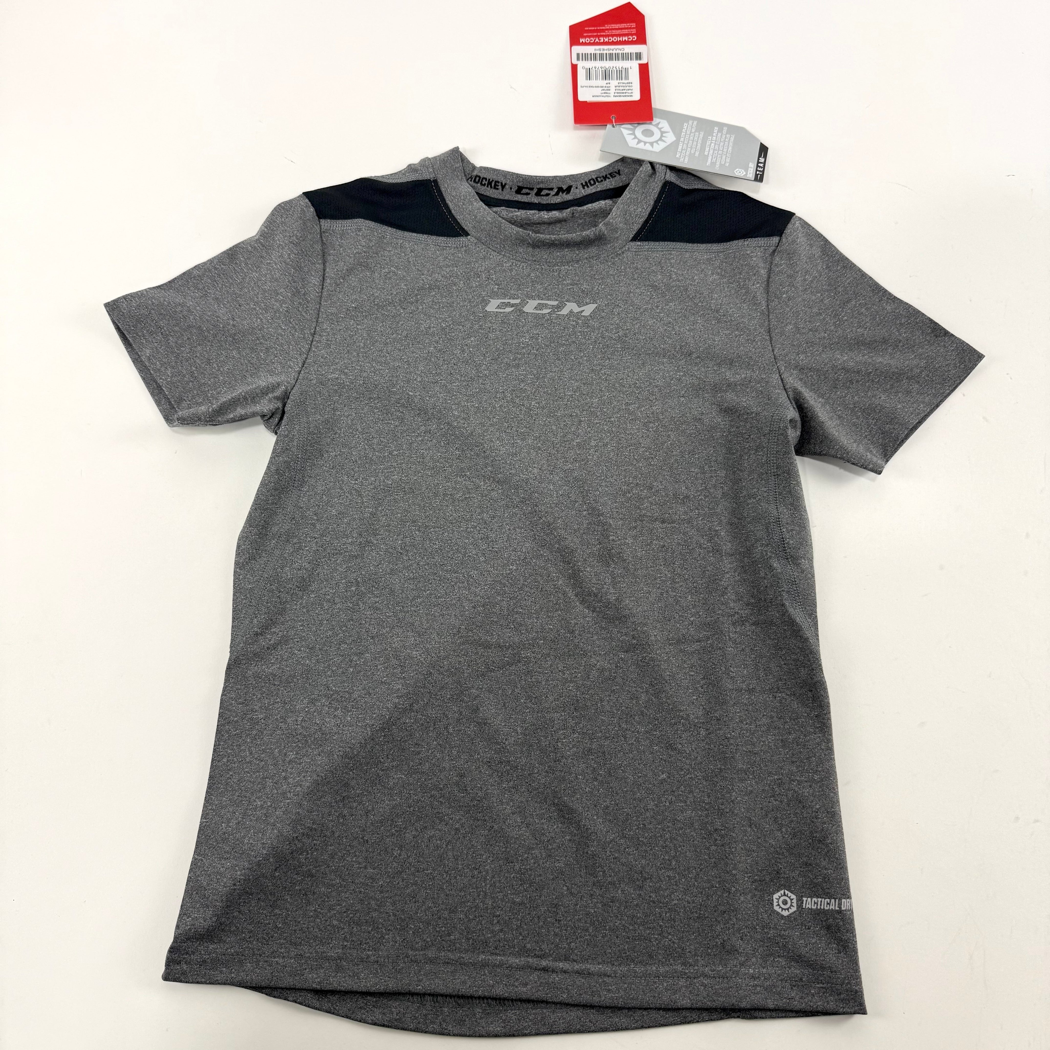 New Dark Grey CCM Youth Premium Tech T Shirt | Youth S | #191520067670 - Top Flight Hockey