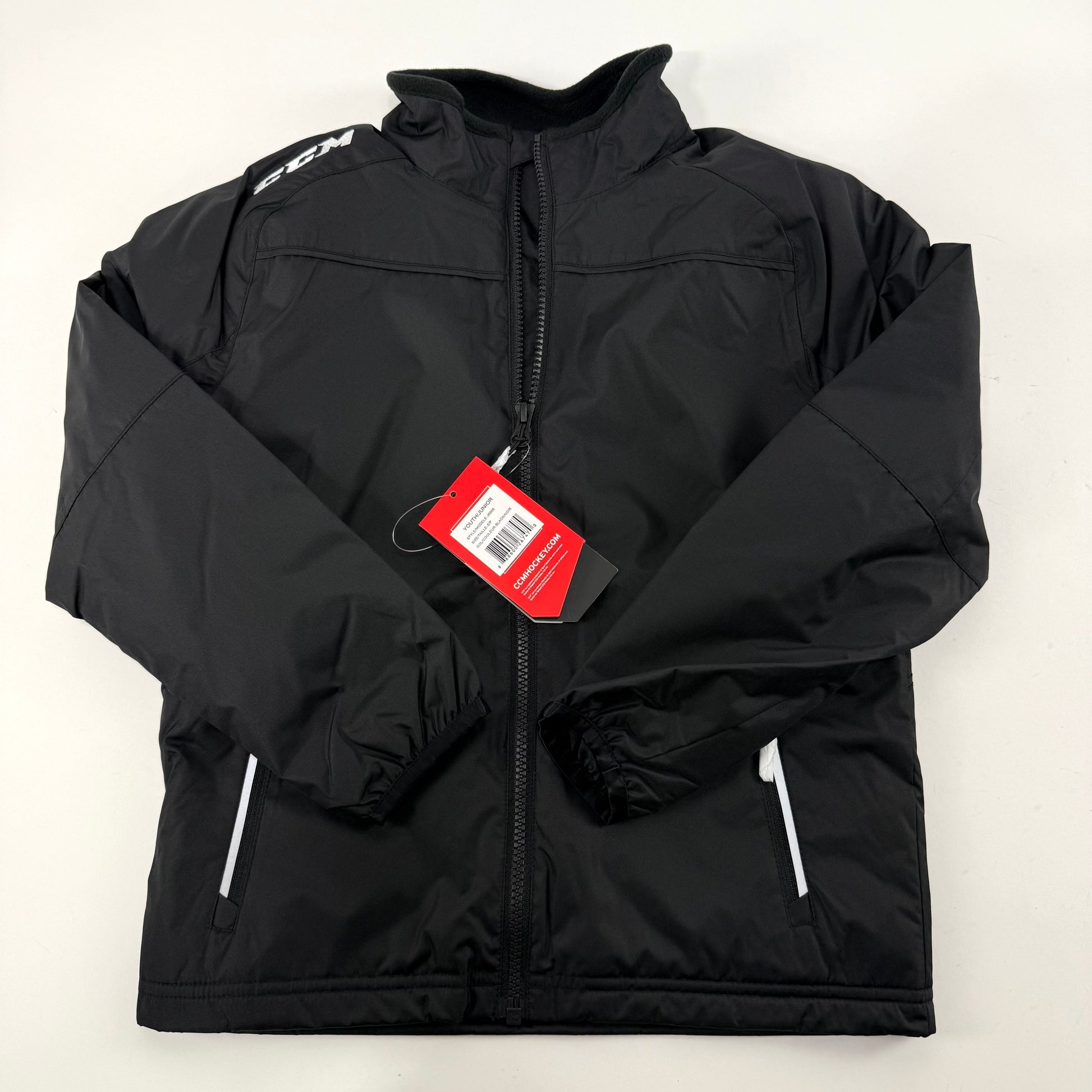 New Black CCM Youth Team Mid Weight Jacket | Youth S | #888600267470 - Top Flight Hockey