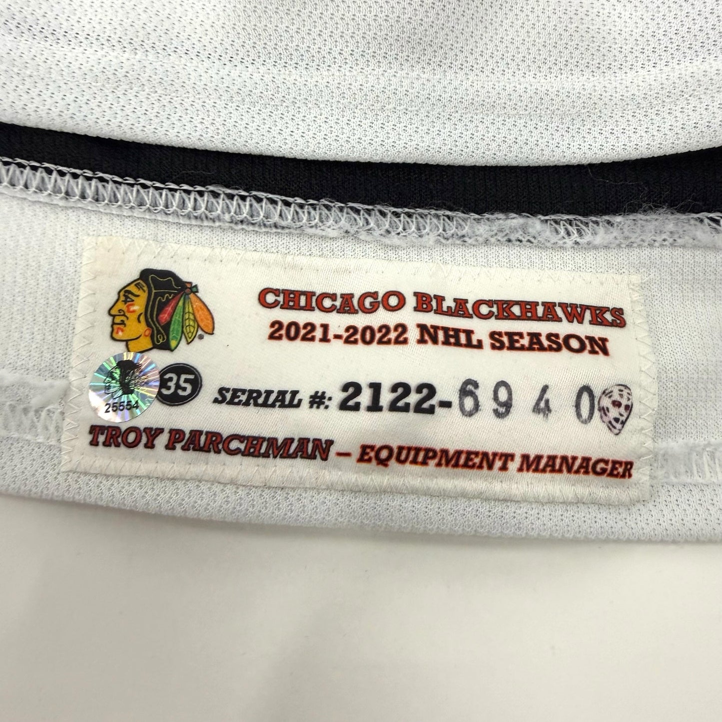 Riley Stillman #61 Away Chicago Blackhawks Game Worn Jersey 2021-2022, Set 2 | 6940-25554