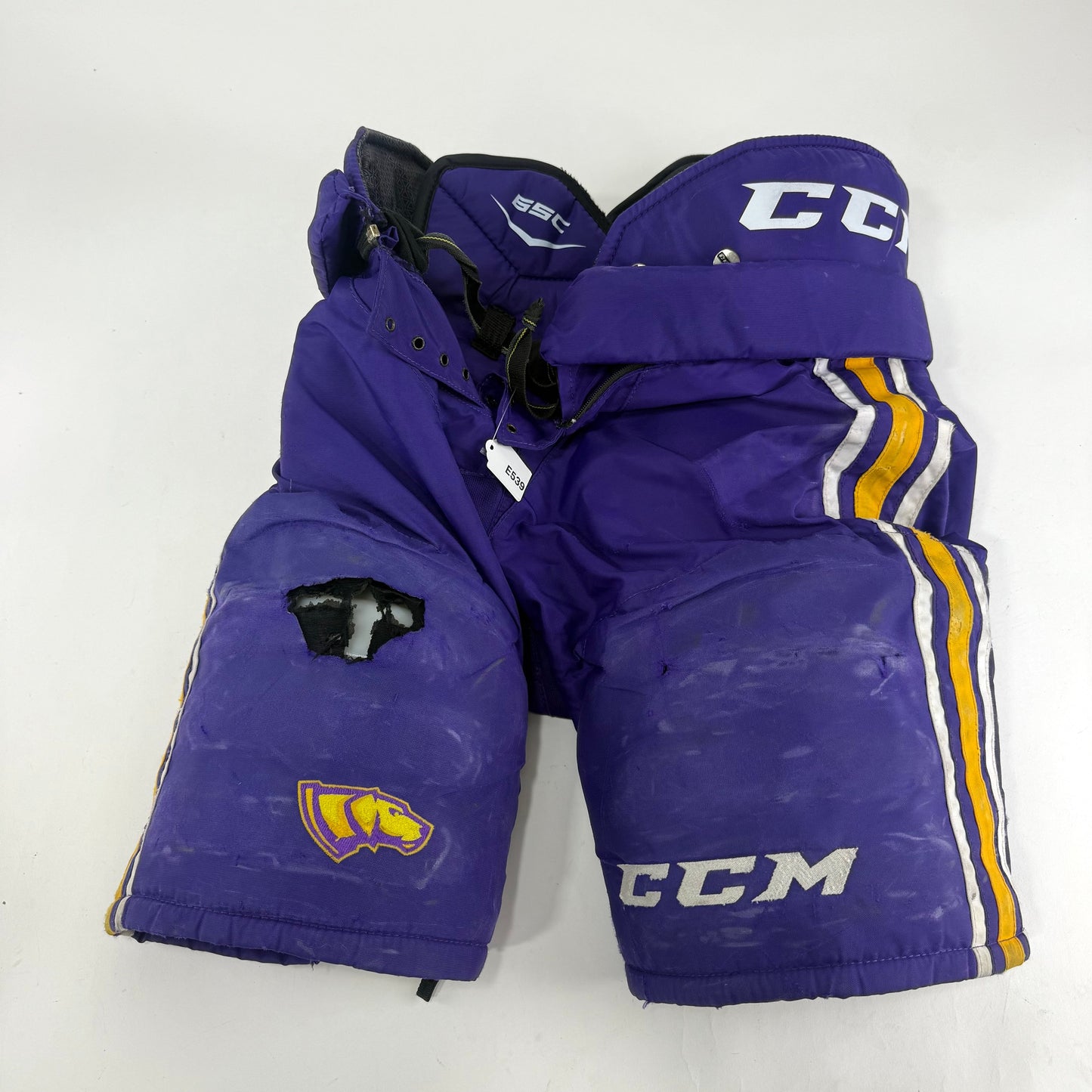 Used Purple/Yellow CCM Tacks 65C Pants | Medium | E539 - Top Flight Hockey