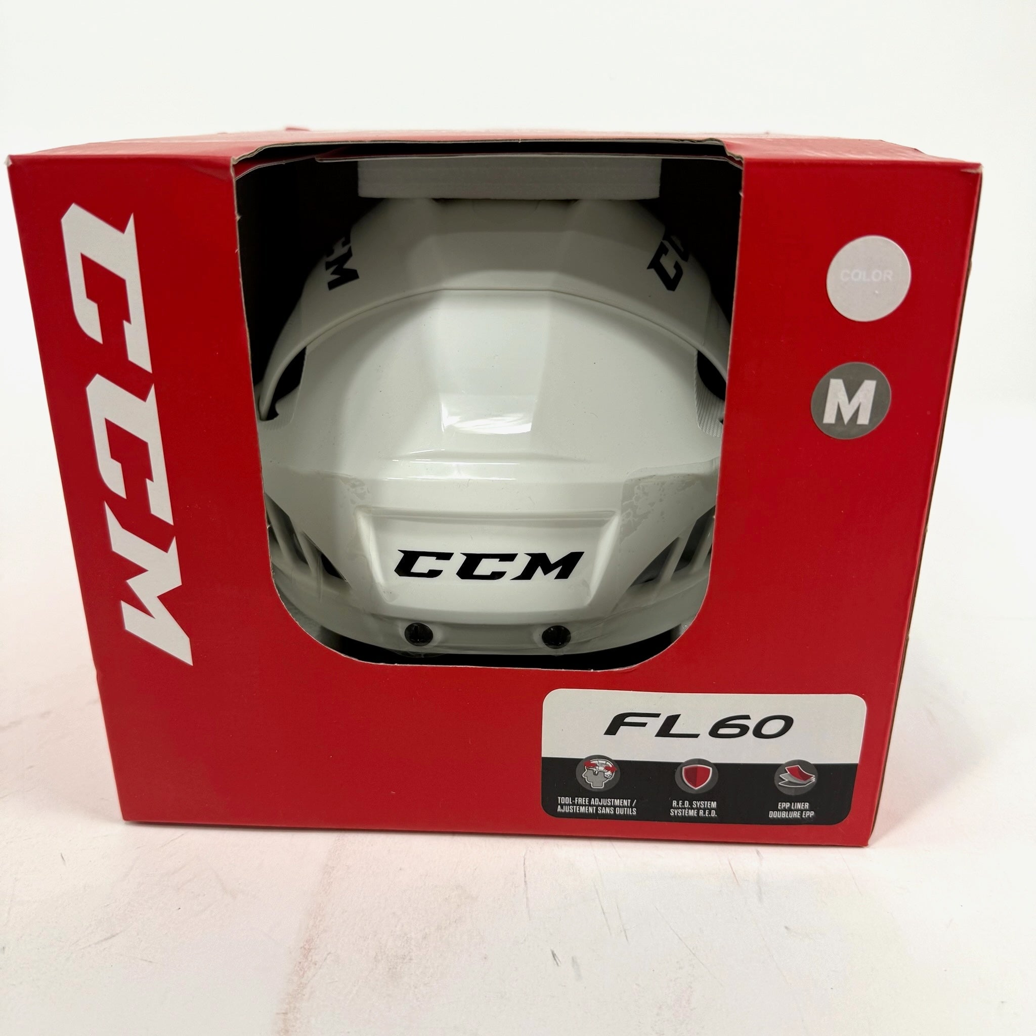 New White CCM FL 60 Helmet | Medium - Top Flight Hockey
