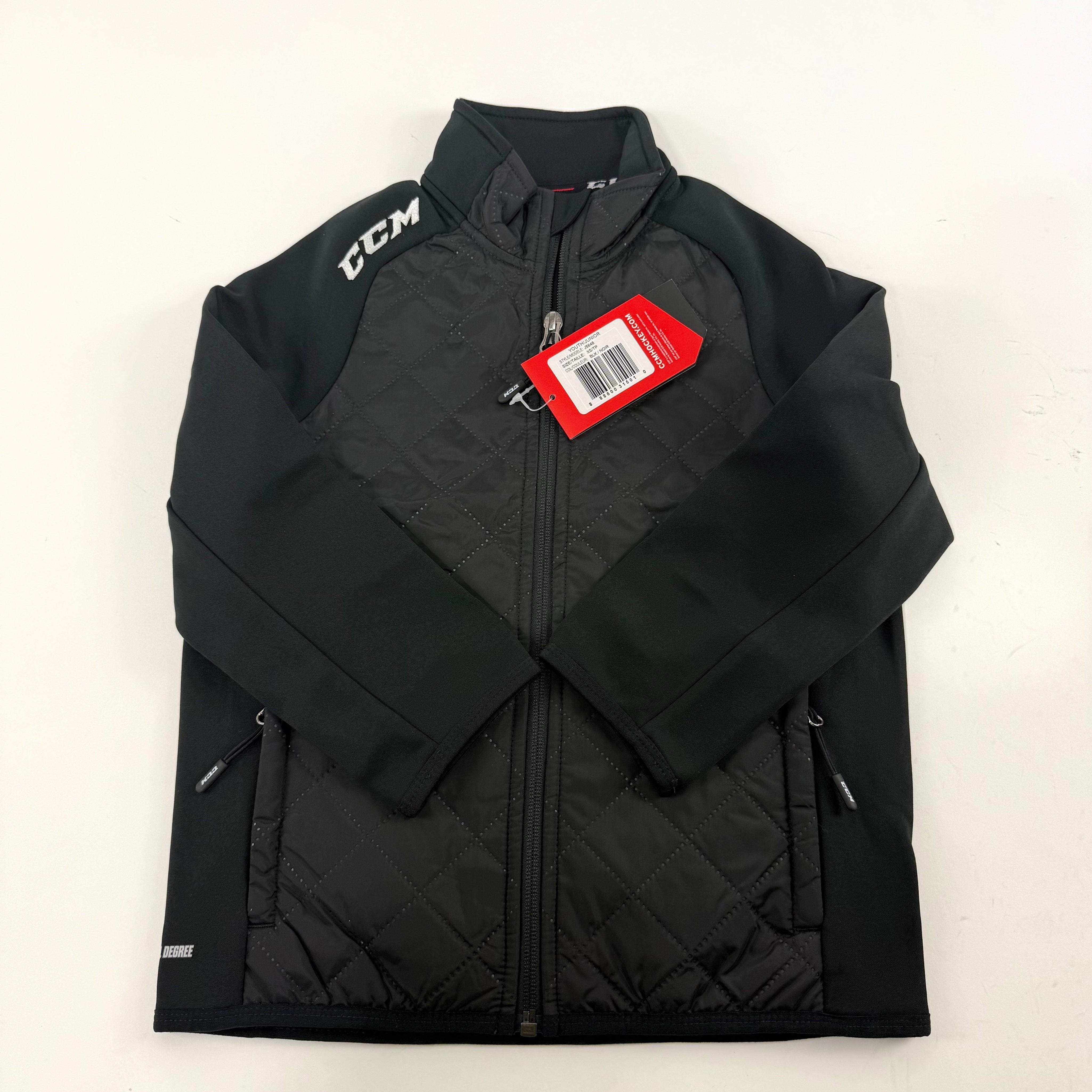 New Black CCM Youth Team Quilted Jacket | Youth XS | #888600315010 - Top Flight Hockey