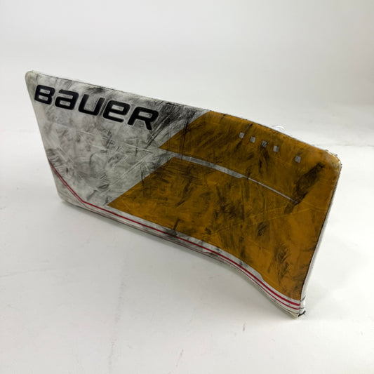 Used White and Gold Regular Bauer Supreme Mach Goalie Blocker | Patera | Vegas Golden Knights - Top Flight Hockey