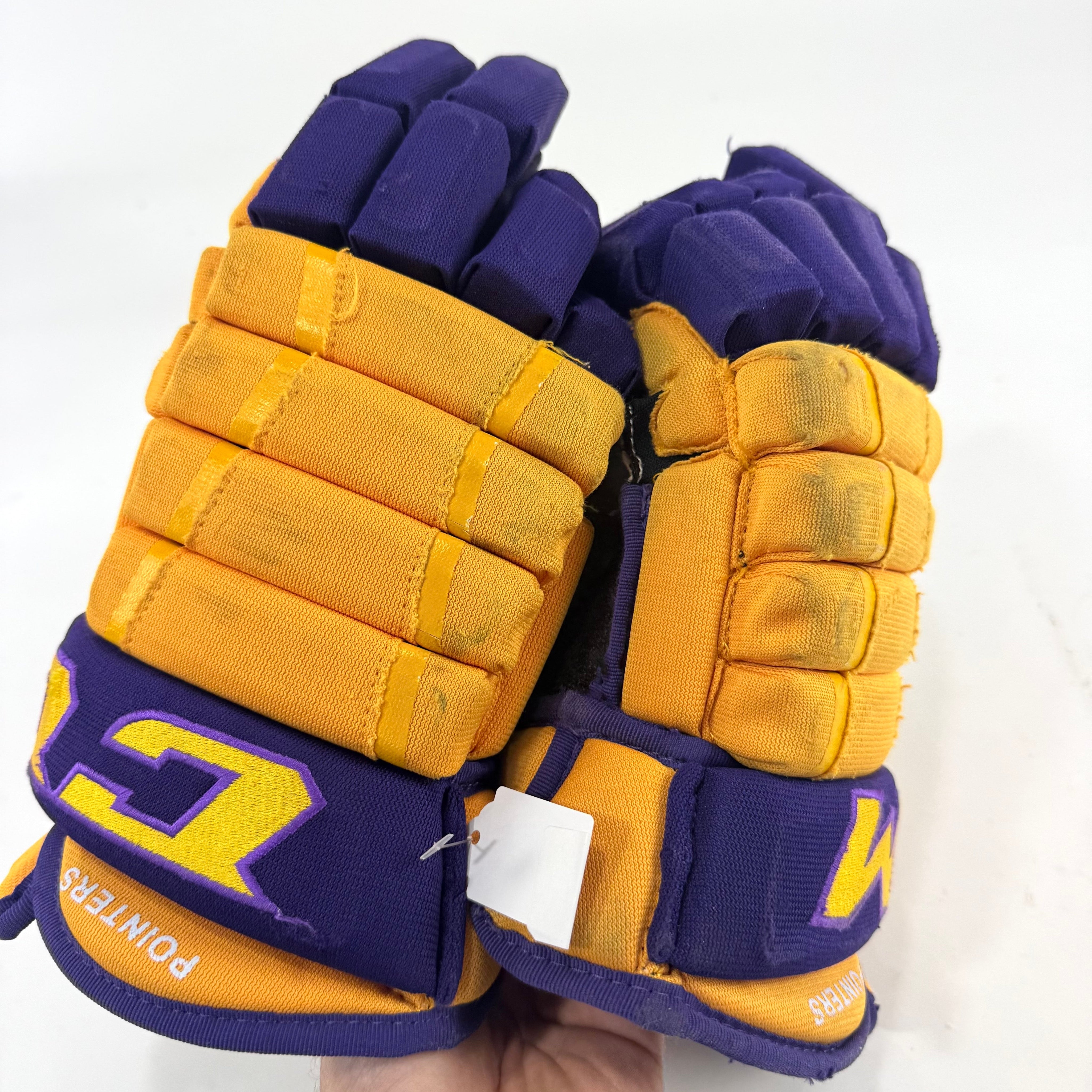 Used Yellow and Purple CCM 4 Roll Pro Gloves | 14" | E465 - Top Flight Hockey