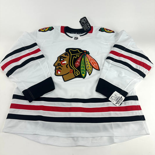 Brand New White MIC Adidas Chicago Blackhawks Blank Game Jersey - Size 58 - Top Flight Hockey