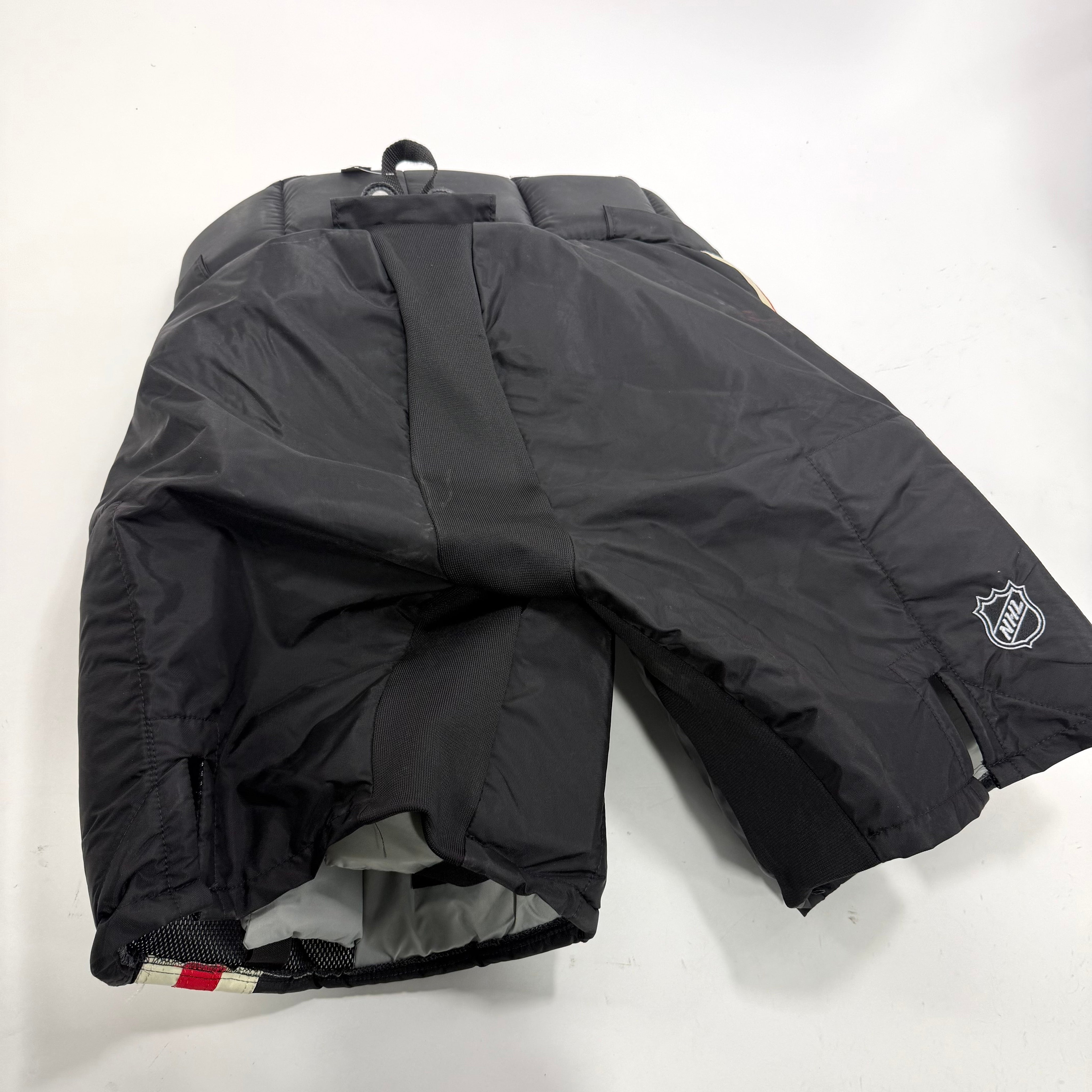 Used Black Chicago Blackhawks Winter Classic Vaughn Pro Goalie Pants | XL? | Soderblom | BH256 - Top Flight Hockey