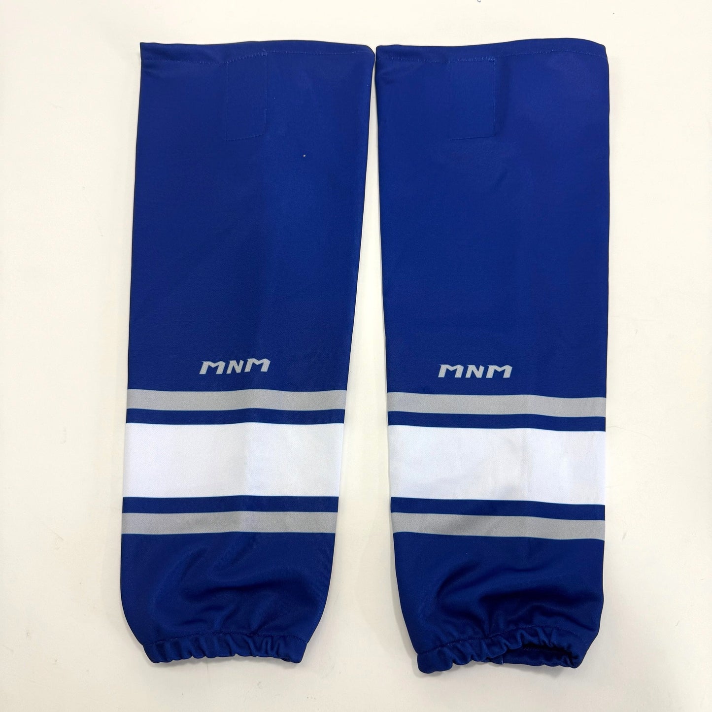 New Royal Blue With White Stripes MNM Socks | 20" - Top Flight Hockey
