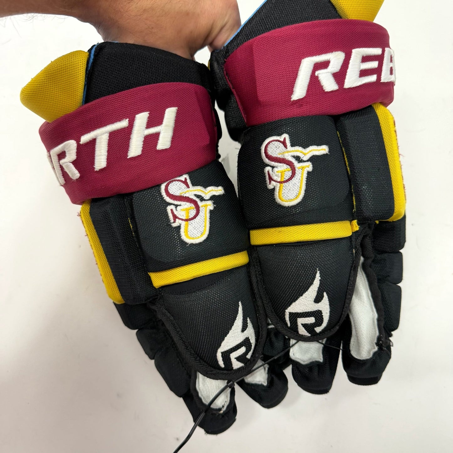 Used Black/Maroon/Yellow Rebirth Arise Gloves | Salisbury School | 15" | AB680