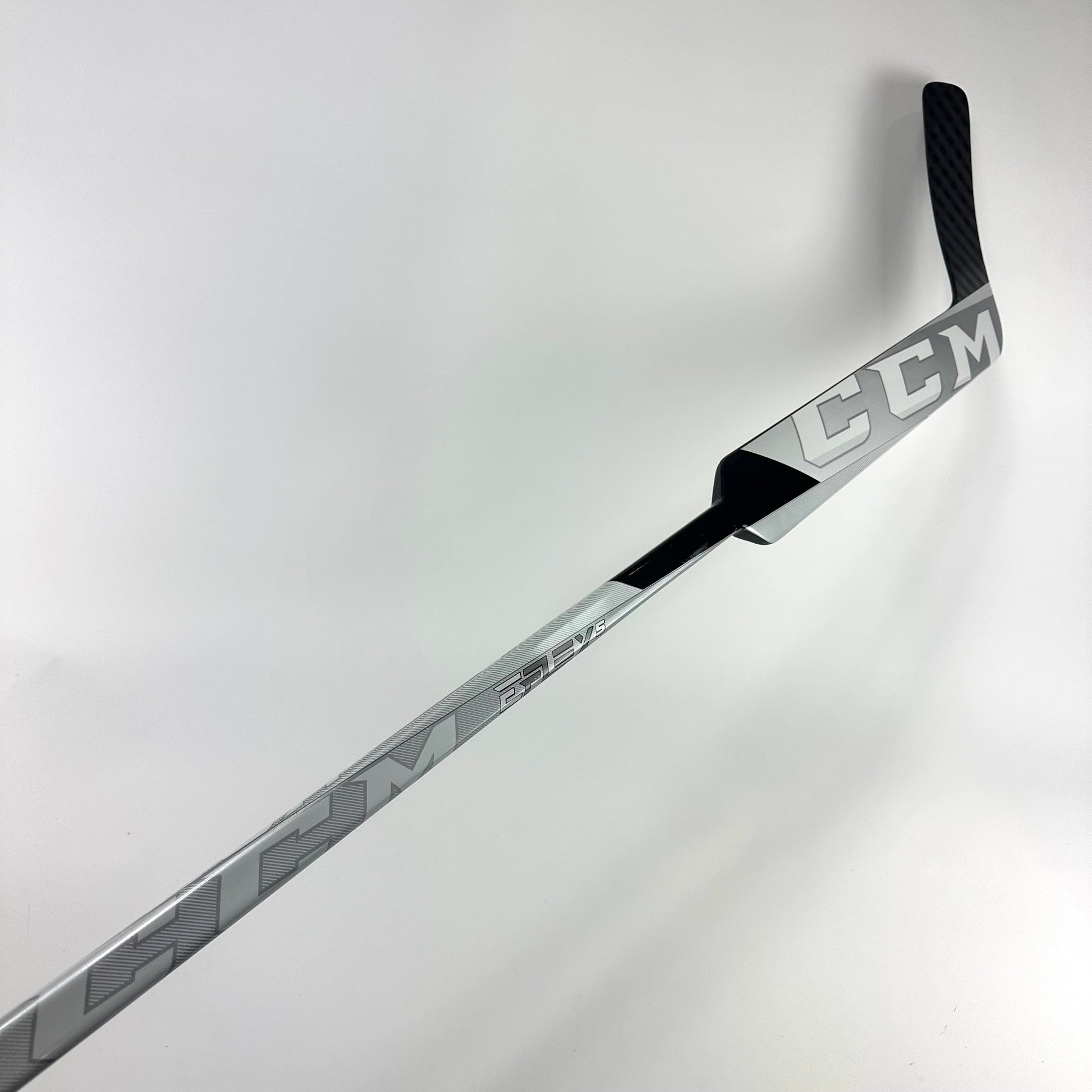 Brand New Black, White and Grey CCM Eflex 5 Goalie Stick - P4 Curve | 25" Paddle - Top Flight Hockey