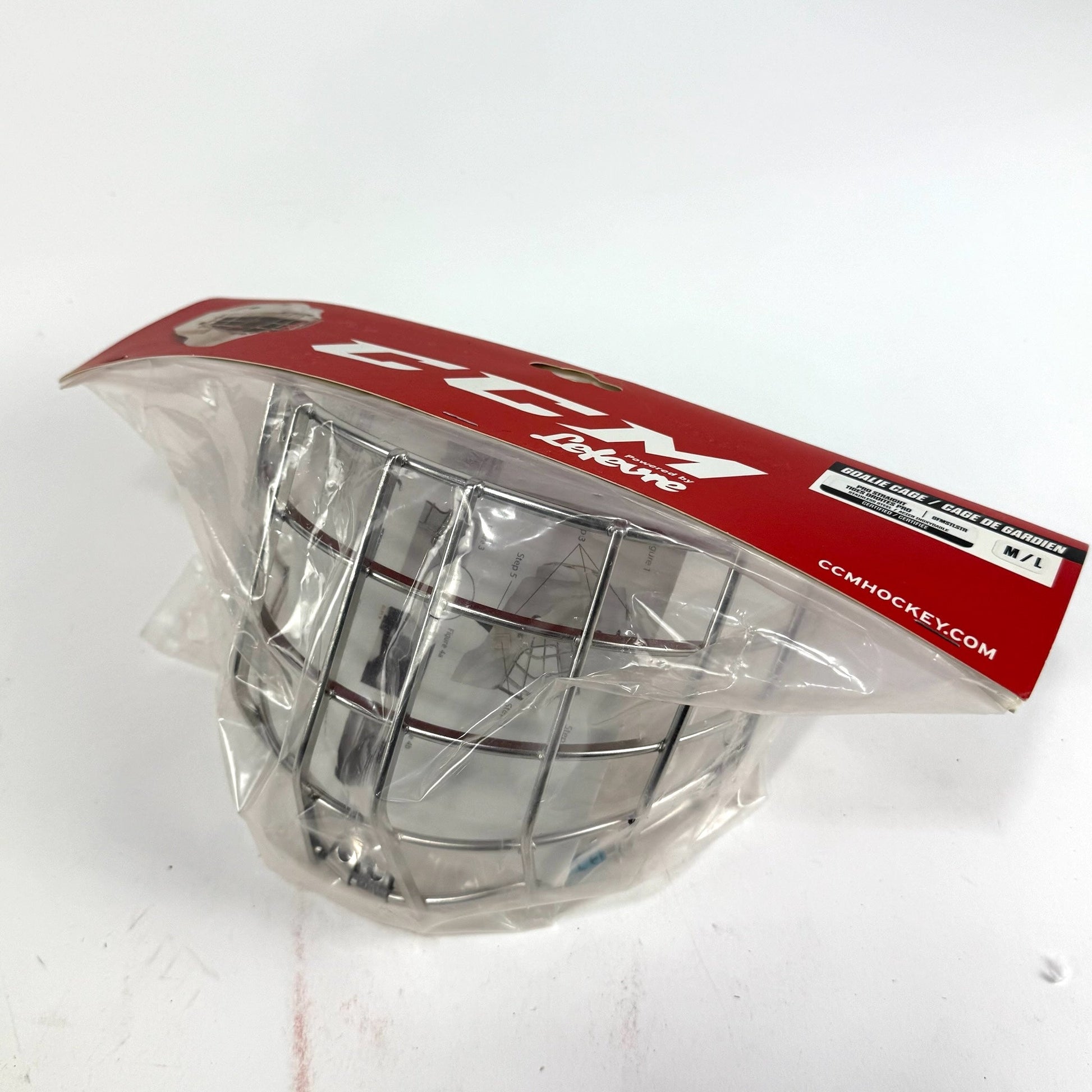 New Chrome CCM Pro Straight Goalie Cage | Sr Medium/Large - Top Flight Hockey