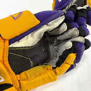 Used Yellow and Purple CCM Jetspeed Gloves | 14" | E551 - Top Flight Hockey