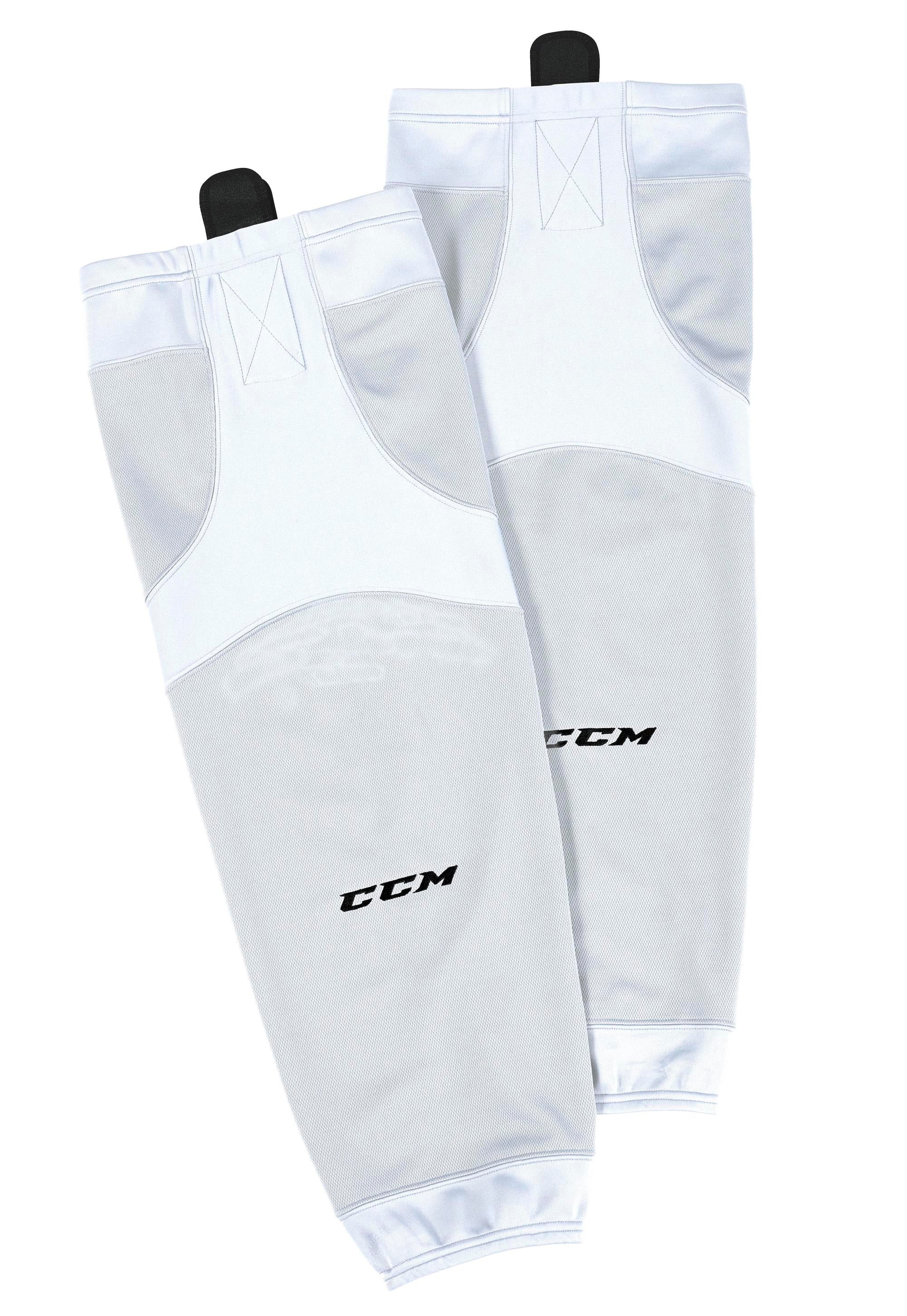 White New Junior CCM SX6000 Socks with Velcro