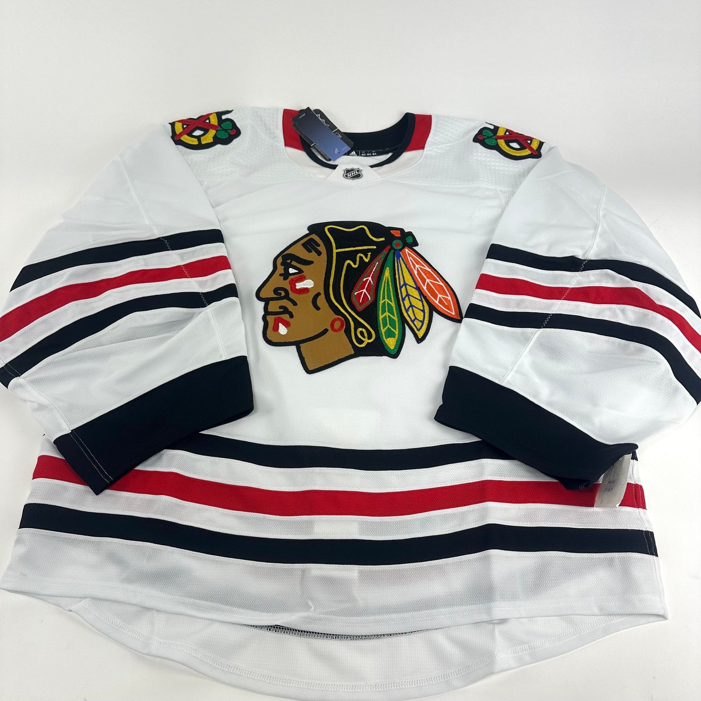 Brand New White MIC Adidas Chicago Blackhawks Blank Game Jersey - Size 58G