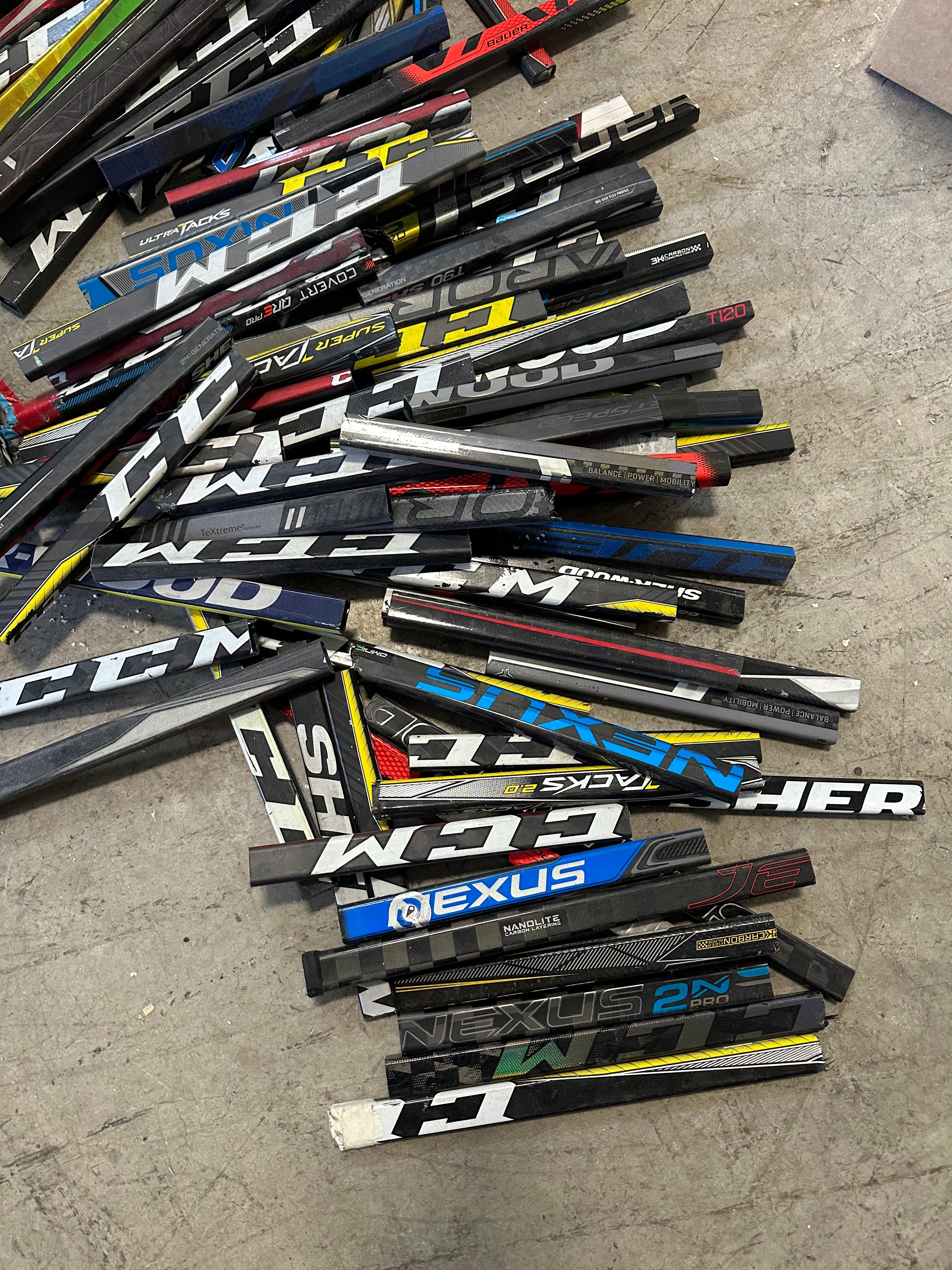 Large Lot of Broken Hockey Sticks for Projects - #C349