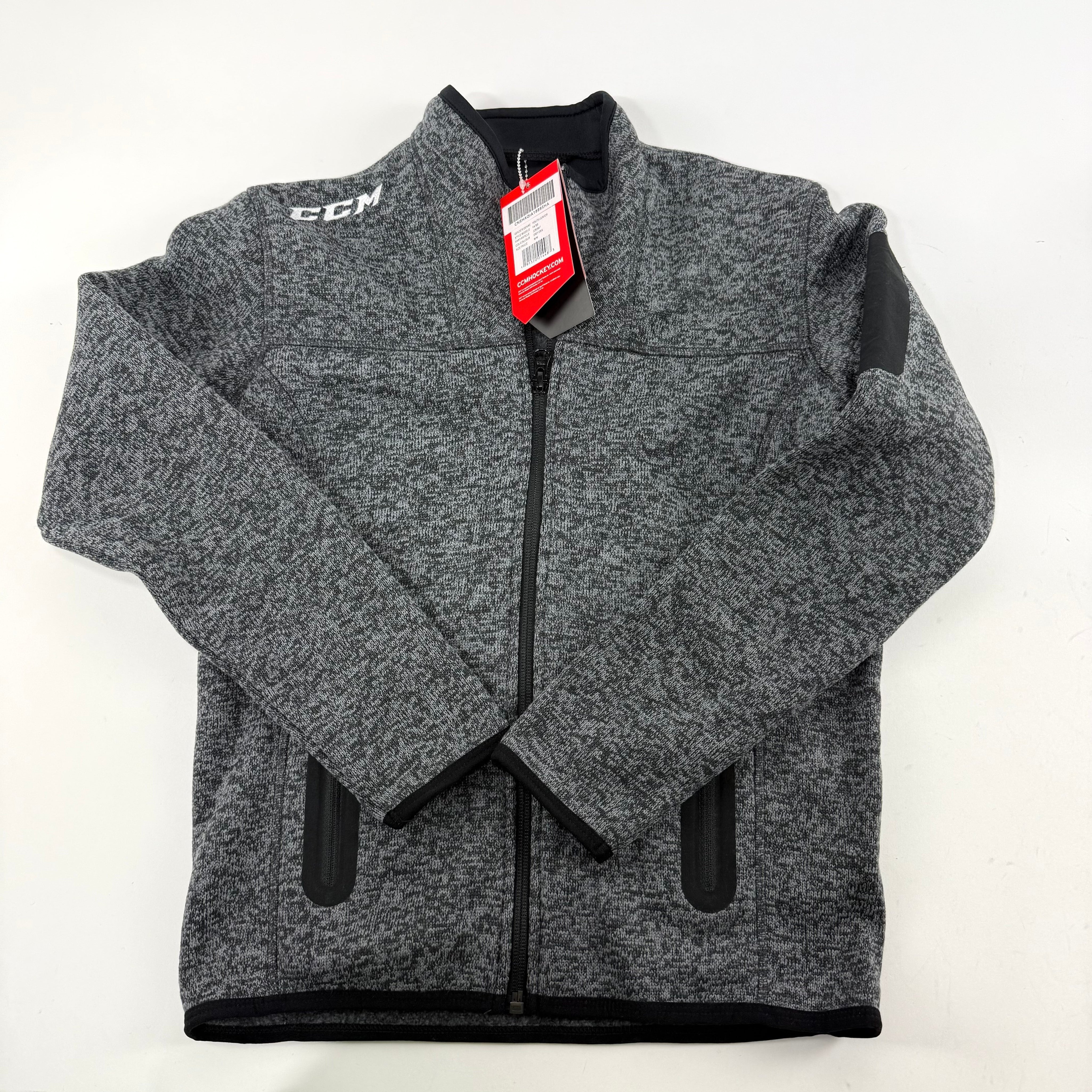 New Dark Grey CCM Youth Fleece Full Zip Jacket | Youth M | #191520014483 - Top Flight Hockey