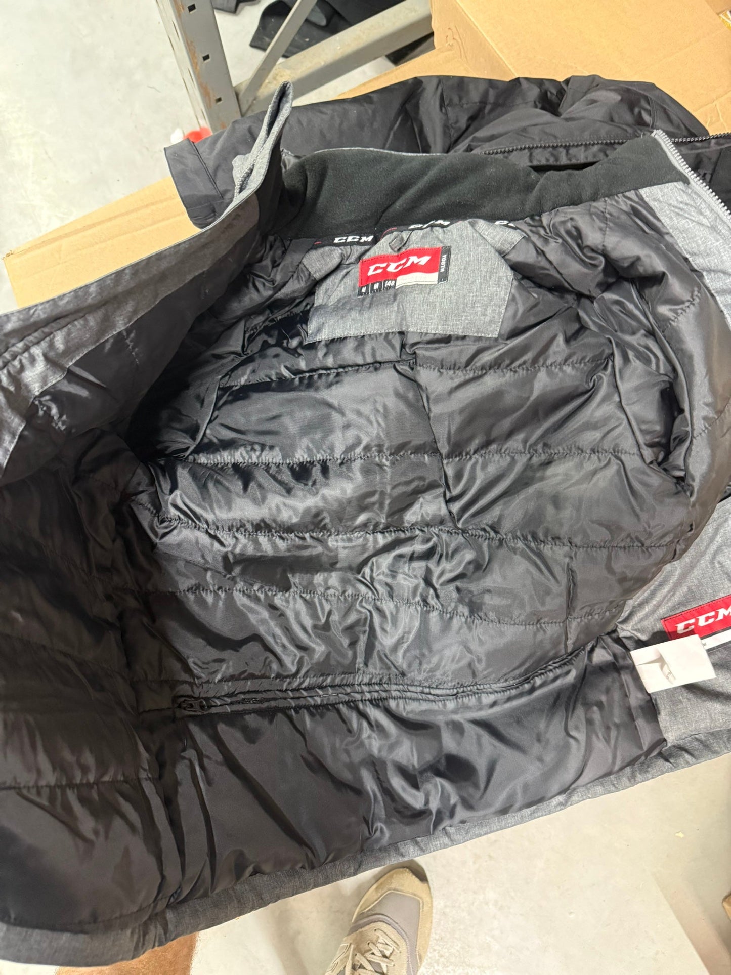 New Dark Grey CCM Youth Team Winter Jacket | Youth M | #888600282893