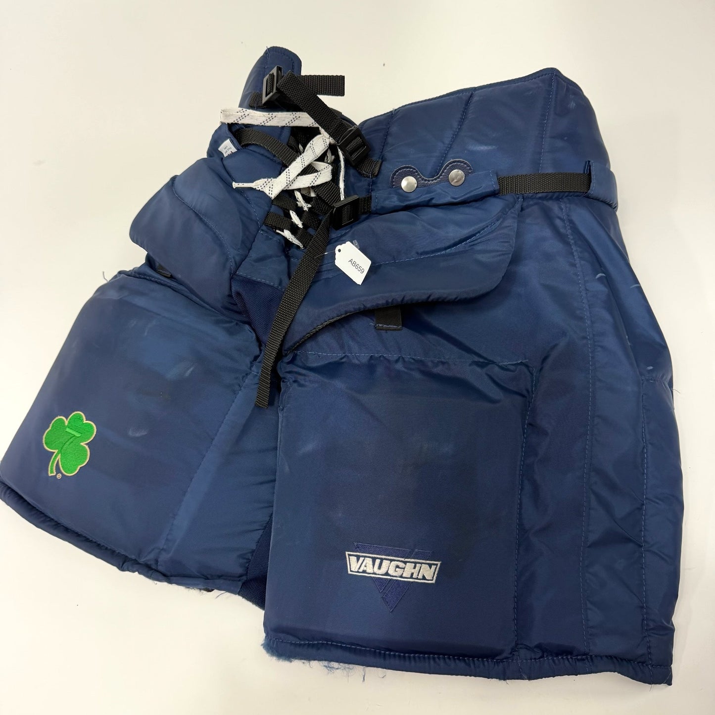 Used Navy Vaughn Pro Goalie Pants | Notre Dame | Senior Large | AB659