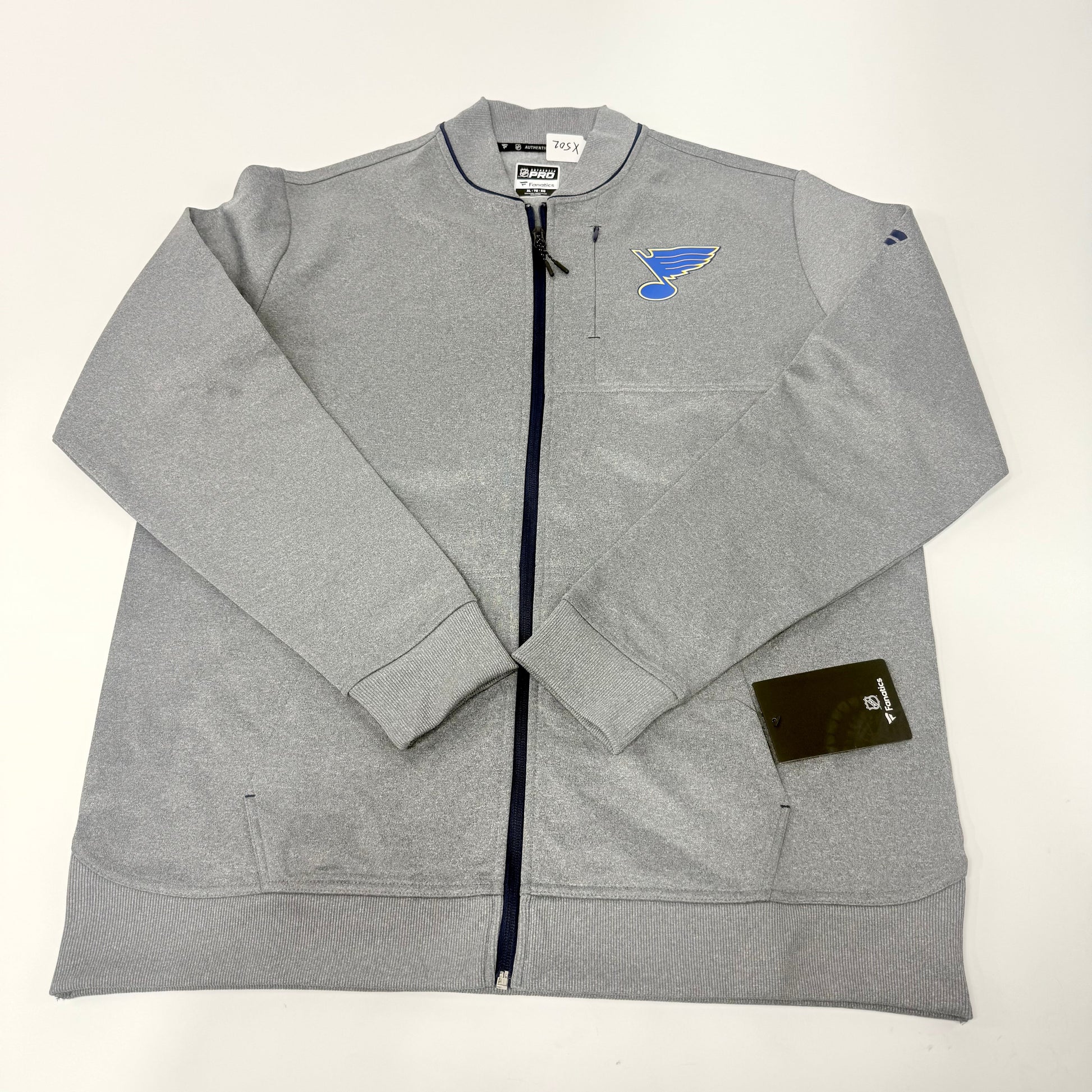 New Grey Fanatics Full Zip | STL Blues | XL | X502 - Top Flight Hockey