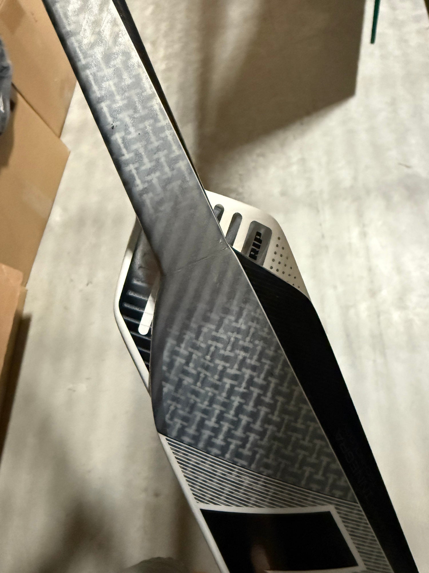 New Regular White/Navy Warrior Ritual V4 Goalie Stick | 24" Paddle W31 Curve | R298