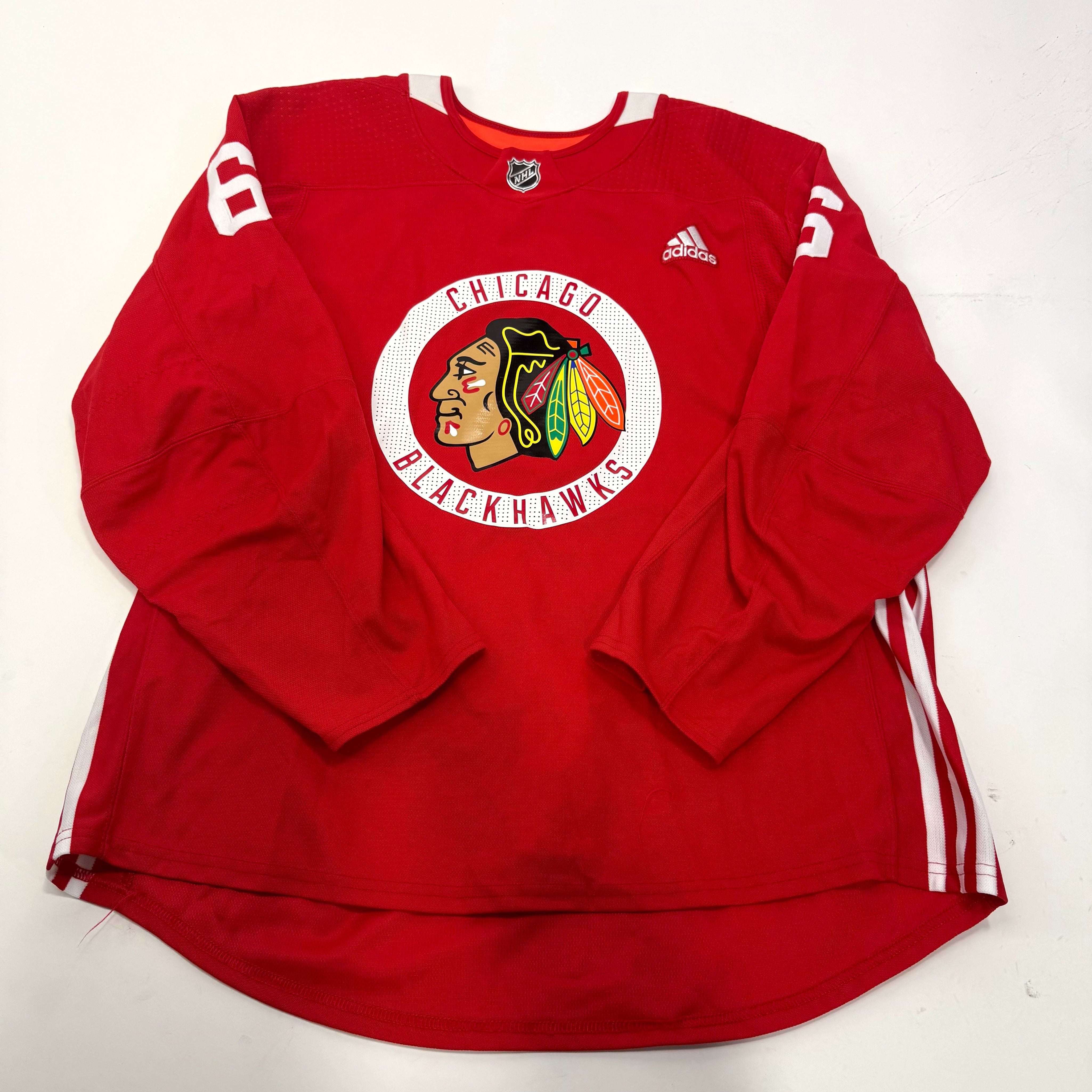Used Red Chicago Blackhawks Adidas MIC Practice Jersey | Size 56 | Shea #6 - Top Flight Hockey