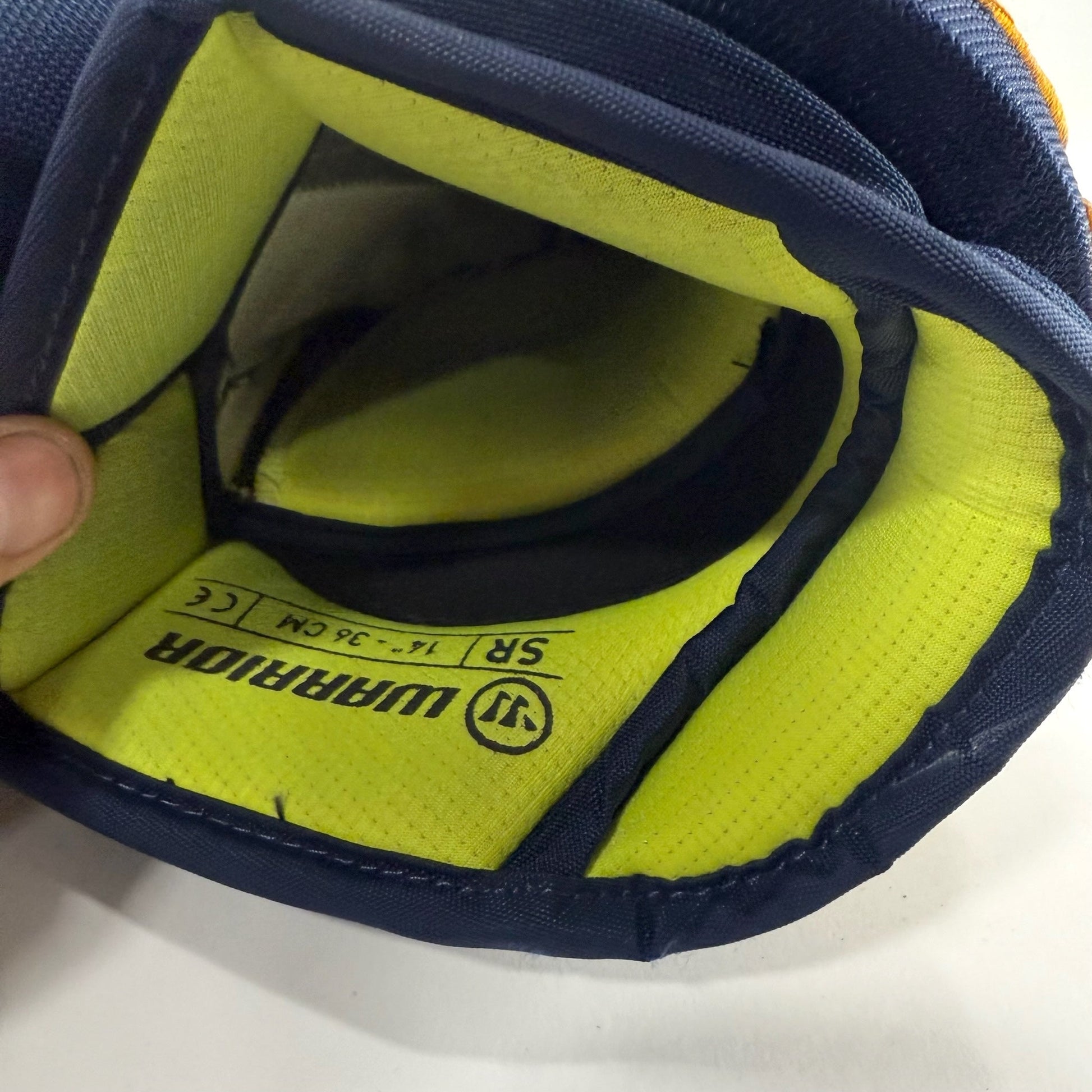Used Navy STL Blues Warrior Alpha DX Pro Gloves | 14" | Babcock | D96 - Top Flight Hockey