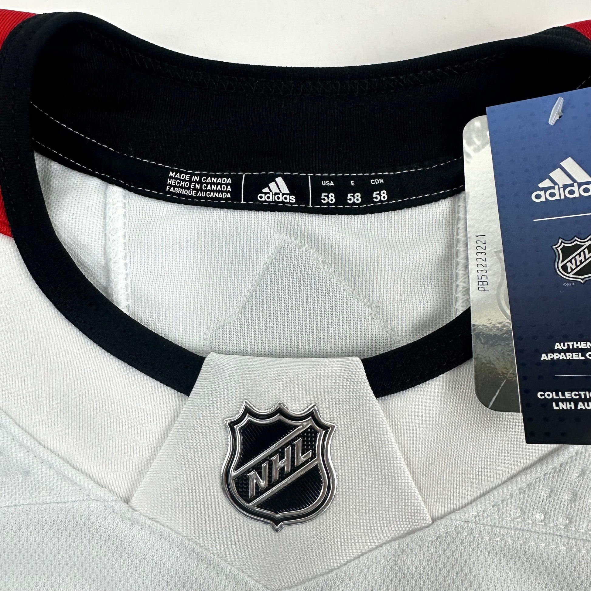 Brand New White MIC Adidas Chicago Blackhawks Blank Game Jersey - Size 58 - Top Flight Hockey