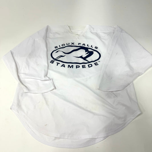 Used White Siuox Falls Stampede Practice Jersey | Goalie Cut XL | AB512