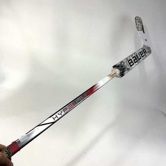 Used Regular White/Red/Navy Bauer Vapor Hyperlite 2 Goalie Stick | 25" Paddle P31 Curve | AB707