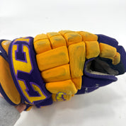 Used Yellow and Purple CCM 4 Roll Pro Gloves | 14" | E454 - Top Flight Hockey