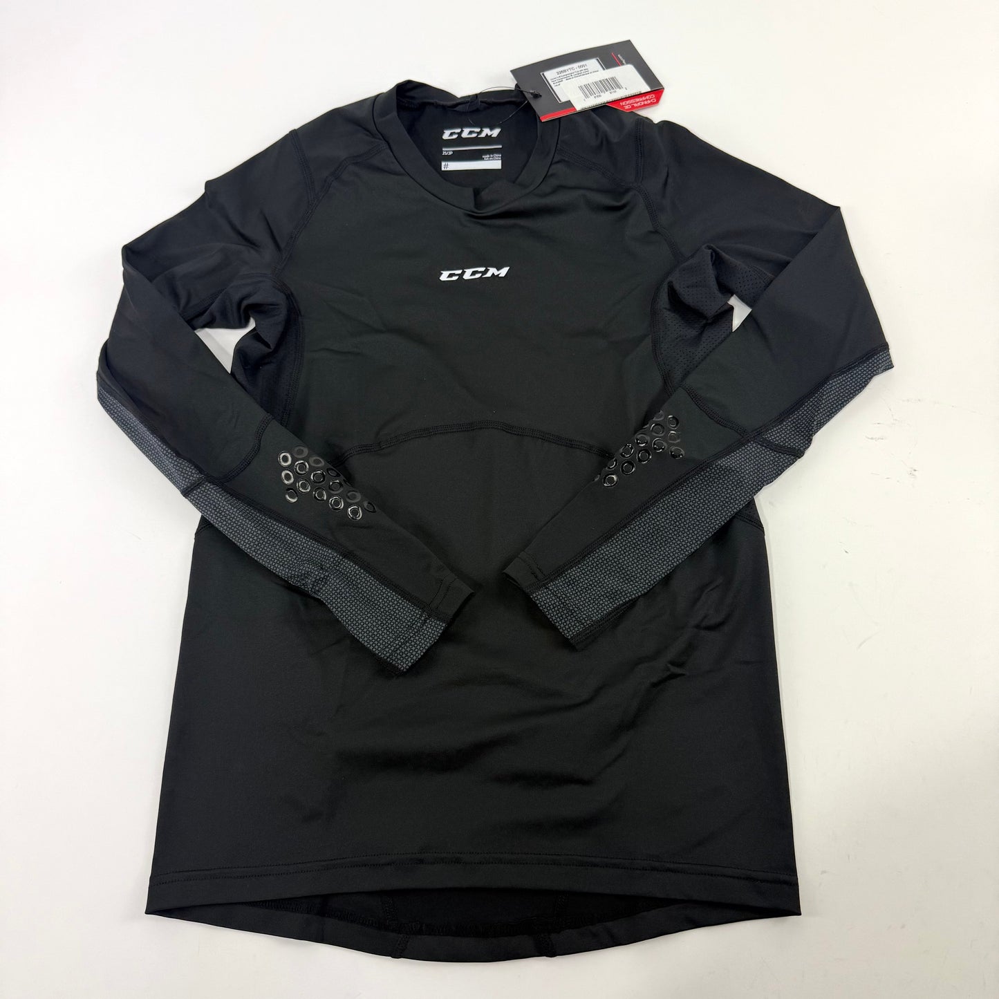New Black CCM Compression Long Sleeve Top with Gel | Youth S | #191520511012