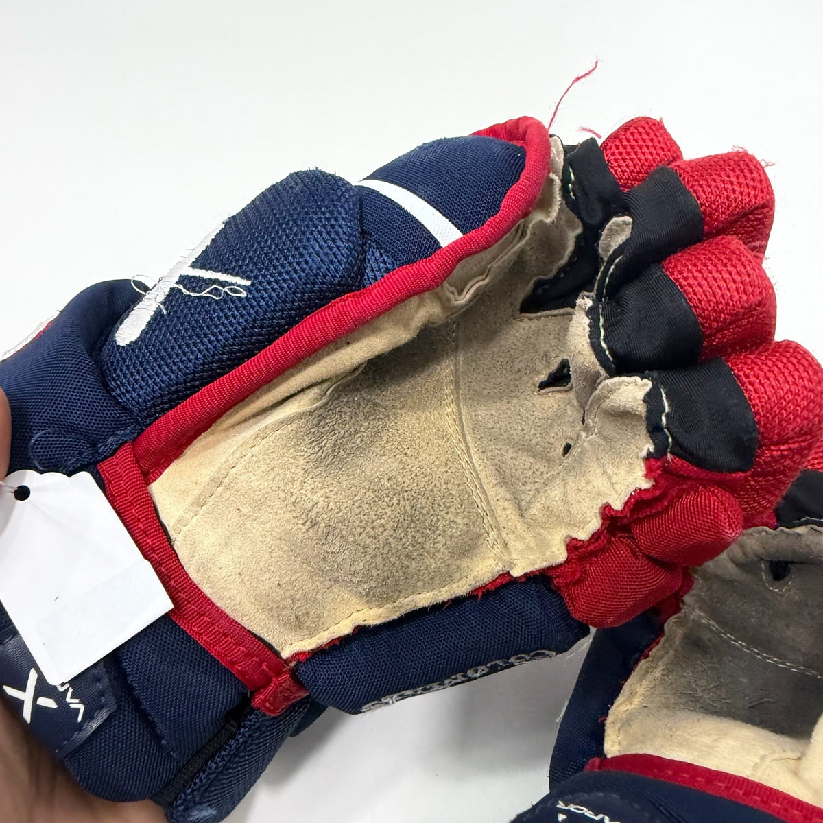 Used Blue Red White Bauer Hyperlite Gloves | 12" | AB807