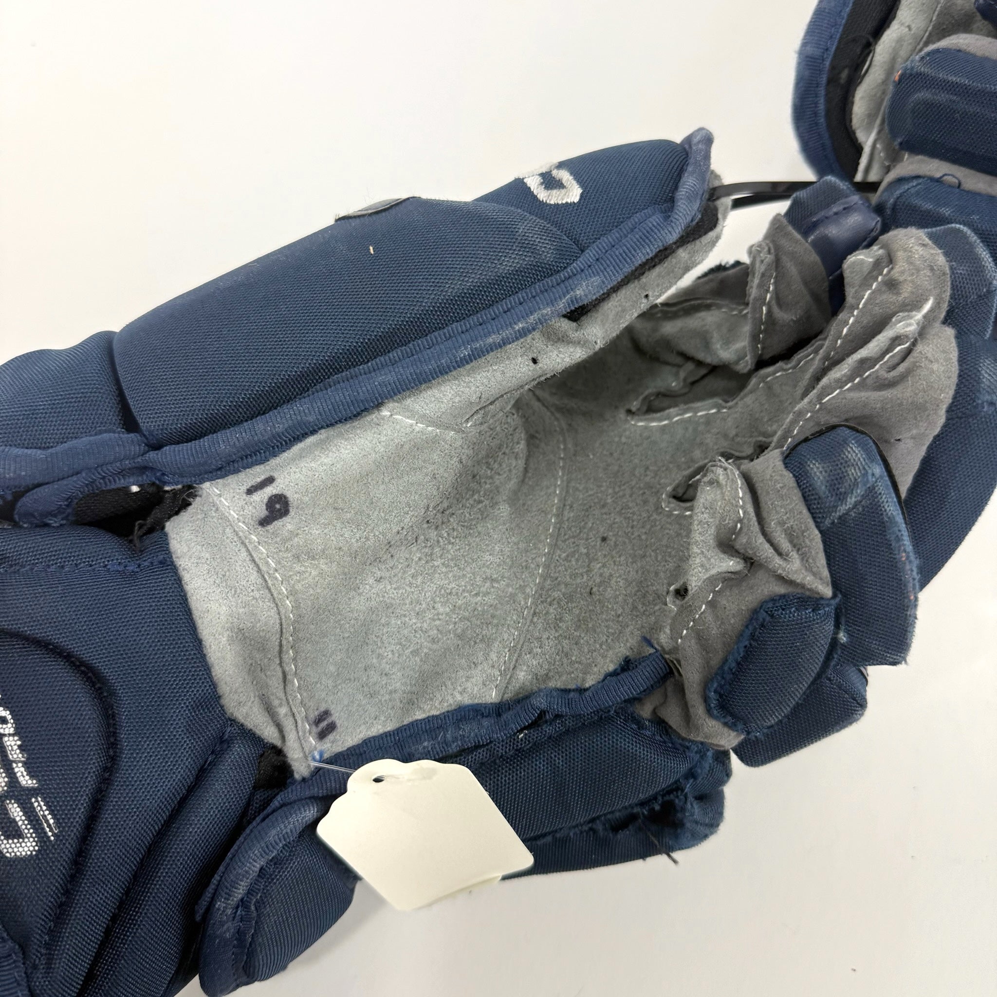 Used Navy CCM HG12 Gloves | 15" | D358