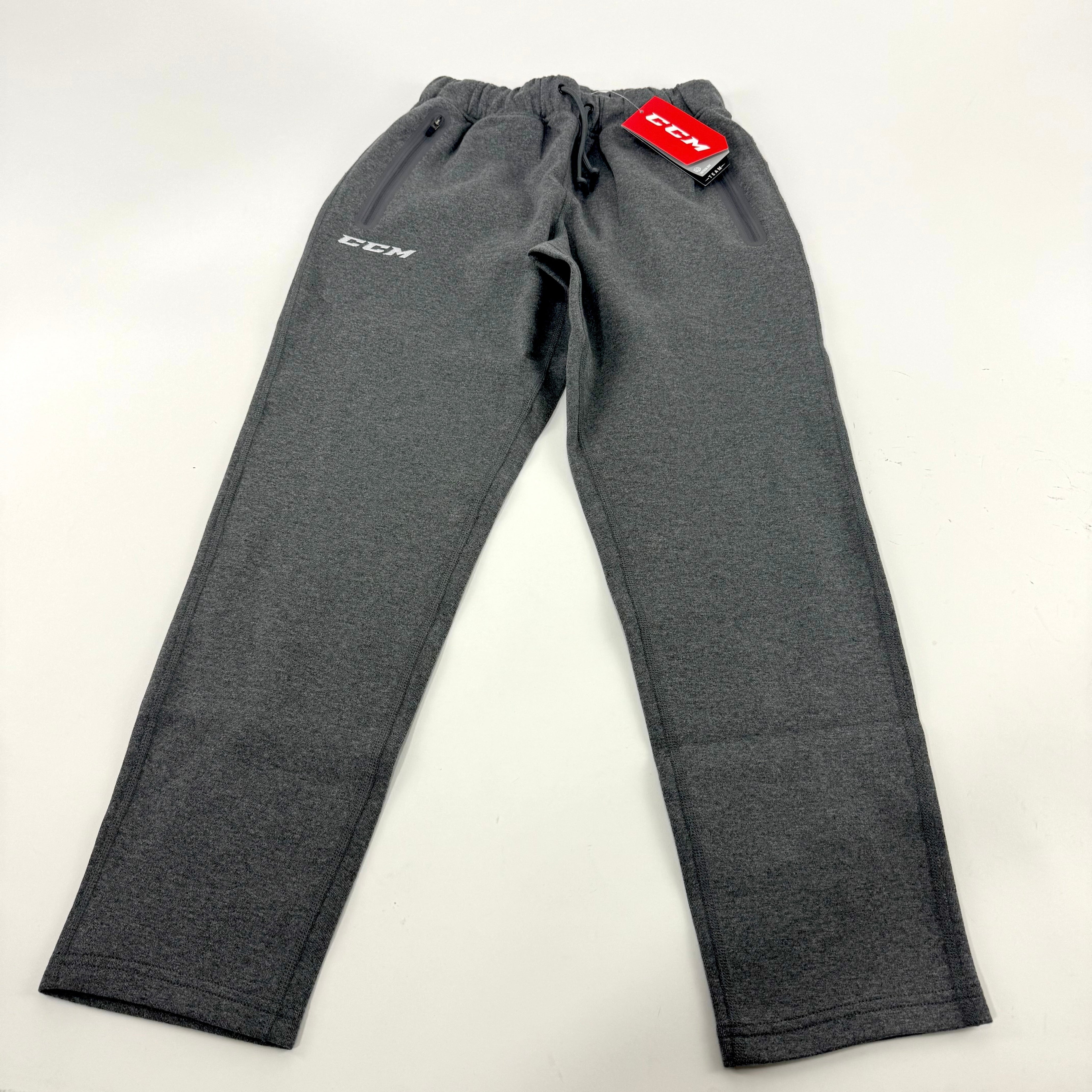 New Dark Grey CCM Youth Premium Tapered Fleece Pant | Youth L | #191520015626 - Top Flight Hockey