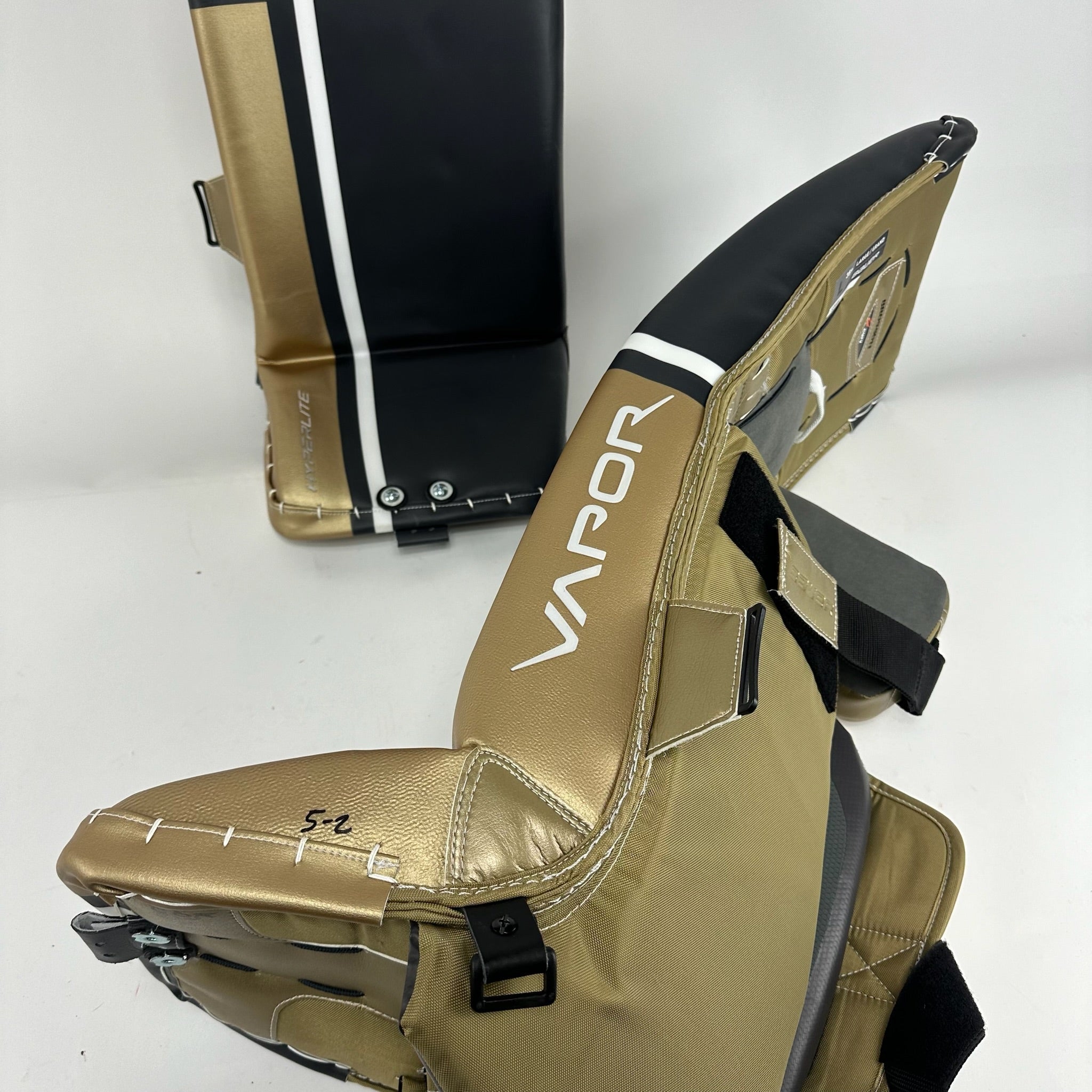 New Vegas Knights Black and Gold Bauer Vapor Hyperlite Goalie Leg Pads | Brossoit | 35+2"