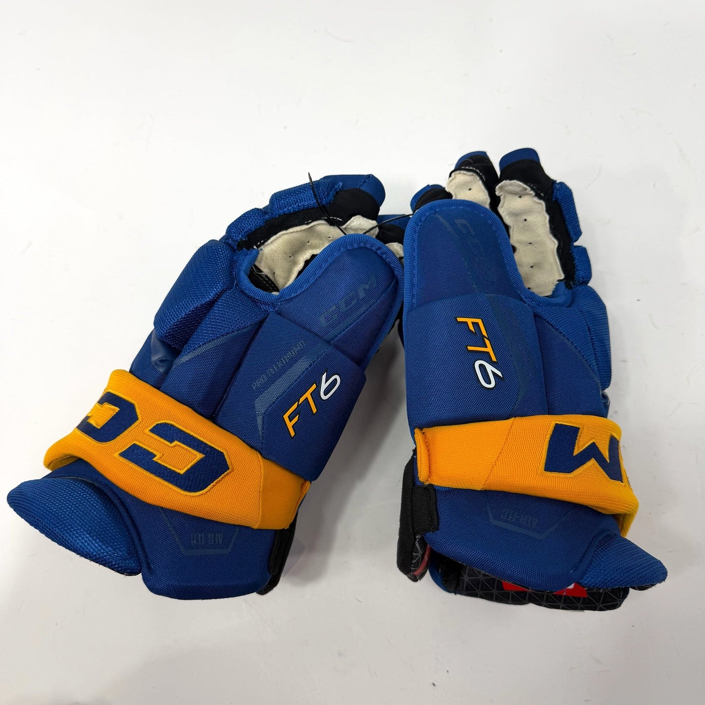 Used Blue and Yellow CCM Jetspeed FT6 Gloves | 15" | AB690