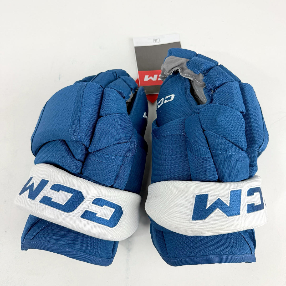 New Blue and White CCM HG12 Gloves | Colorado Avalanche | 15" - #191035289819 - Top Flight Hockey