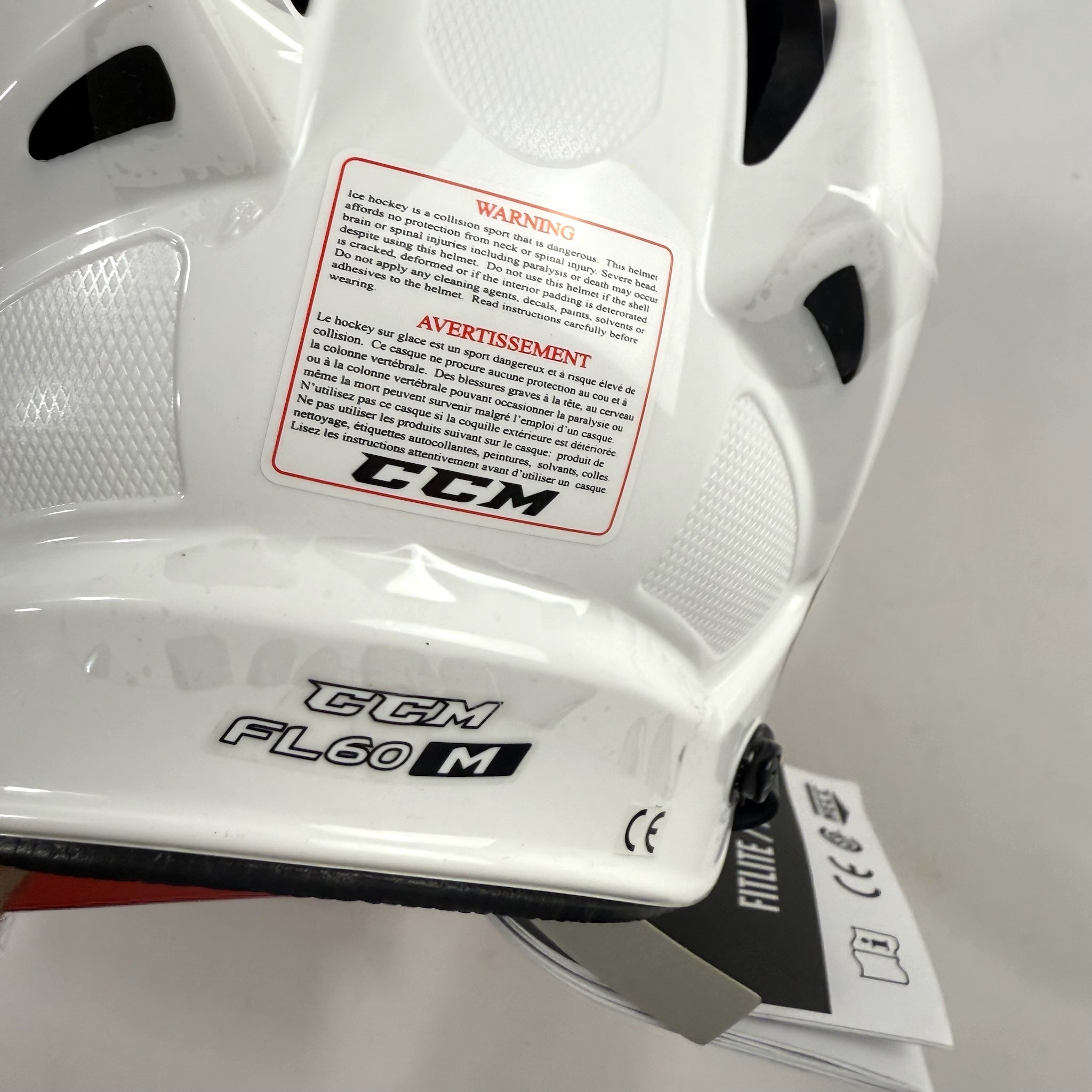 New White CCM FL 60 Helmet | Medium - Top Flight Hockey