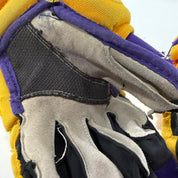 Used Yellow and Purple CCM 4 Roll Pro Gloves | 13" | E542