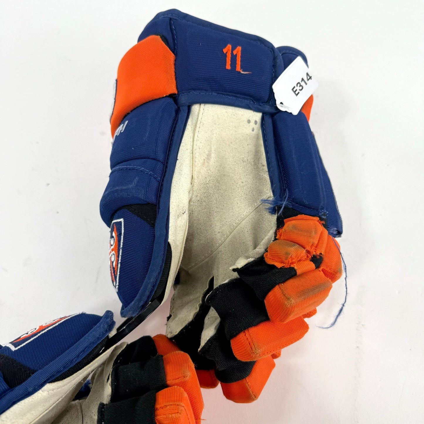 Used Blue and Orange Warrior Alpha Pro Gloves | 13" | Camper 11 | E314