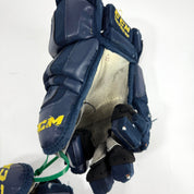 Used Stl Blues Navy CCM HGCL Gloves | 14" | Laferriere | D186 - Top Flight Hockey