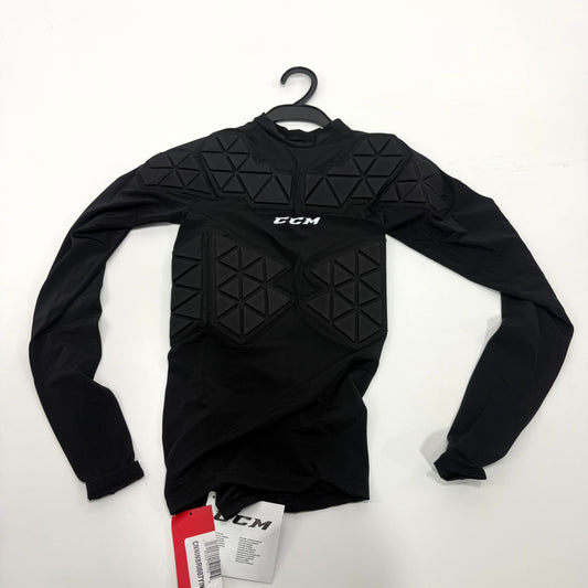 New Black CCM Youth Padded Player Long Sleeve Top | Youth S/M | #191520511524