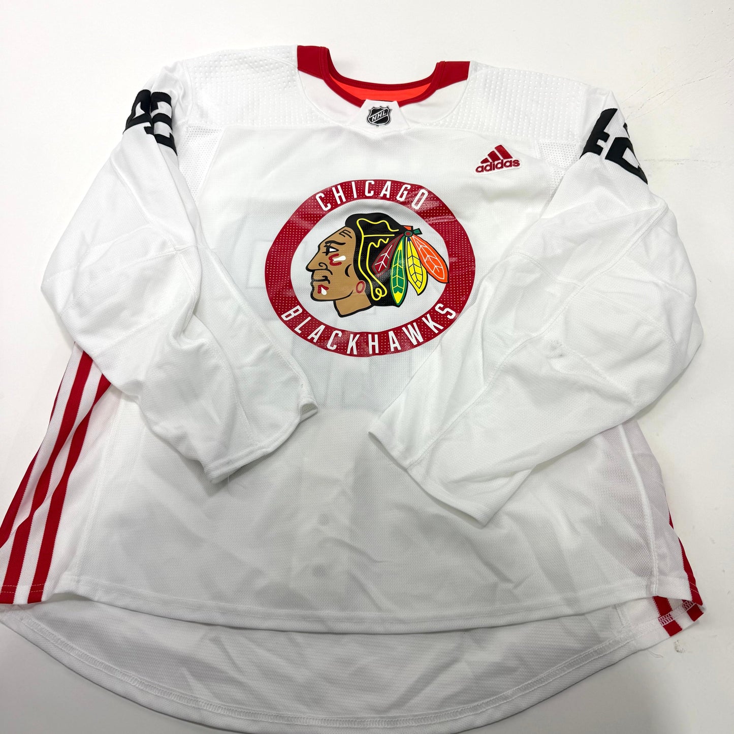 Used White Chicago Blackhawks Adidas MIC Practice Jersey | Size 56 | Allan #42 - Top Flight Hockey