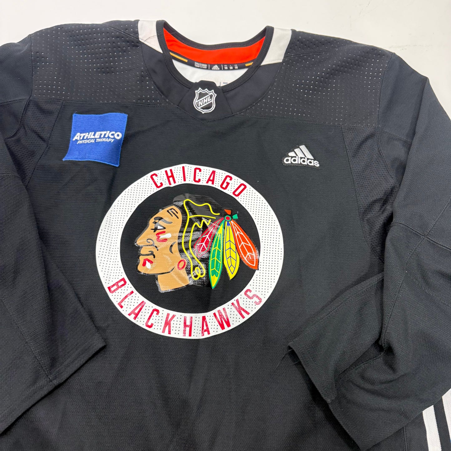 Used Black Chicago Blackhawks Adidas MIC Practice Jersey | Size 58 | Rutta #44