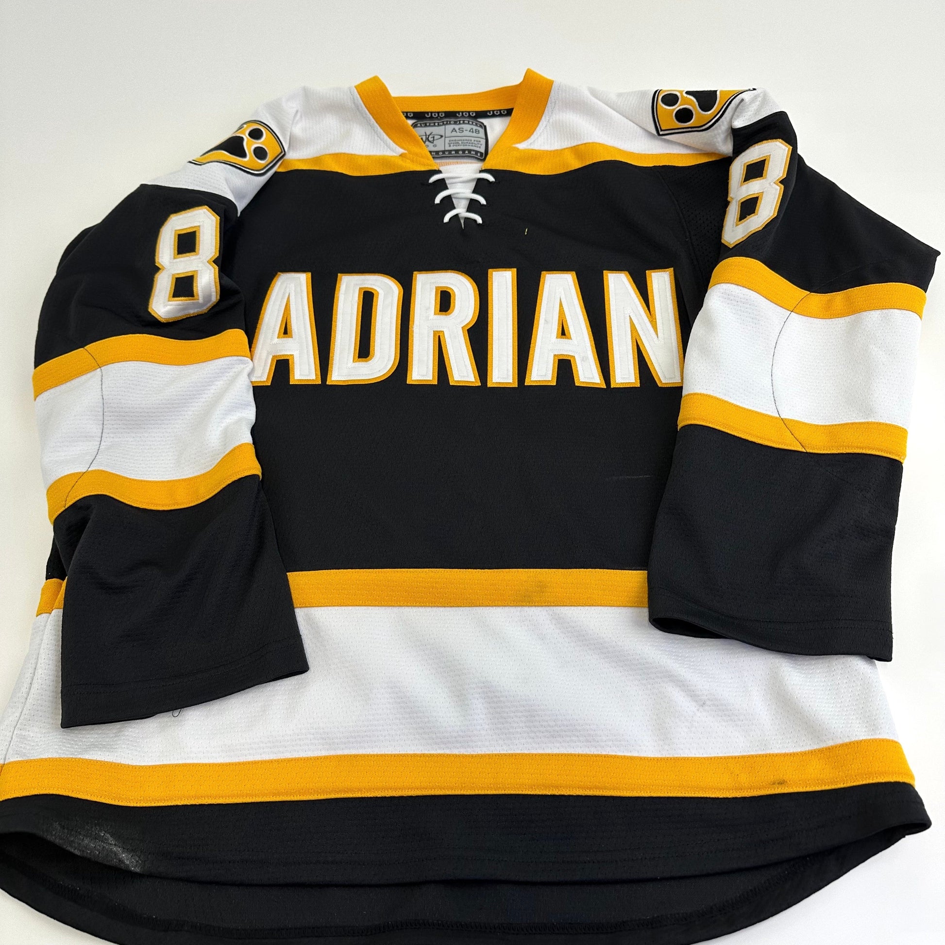Used Adrian College Black Womens JOG Game Jersey | Size Small-48 | #8 - Top Flight Hockey