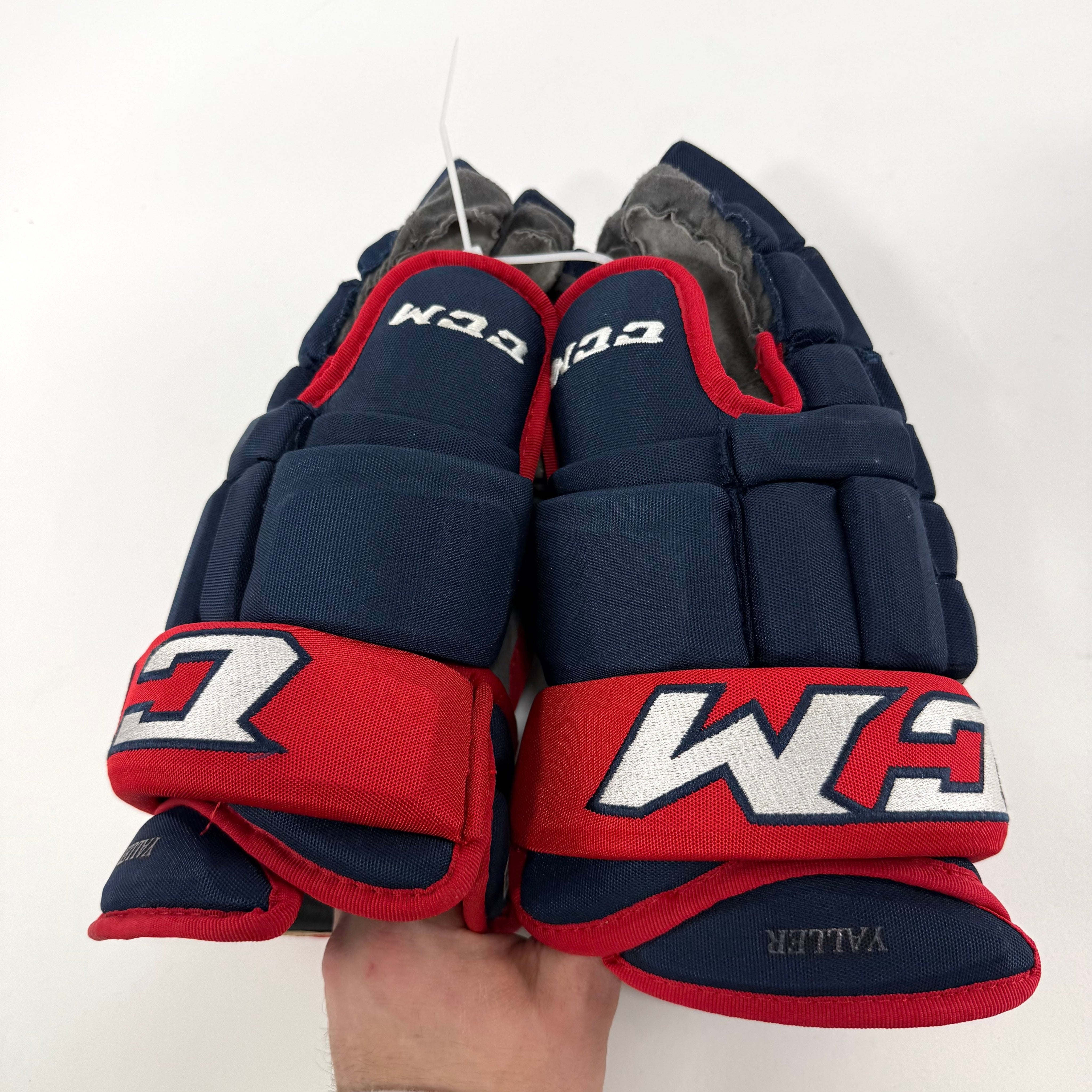 Used Columbus Blue Jackets CCM HG97 Gloves | 14" | U165 - Top Flight Hockey